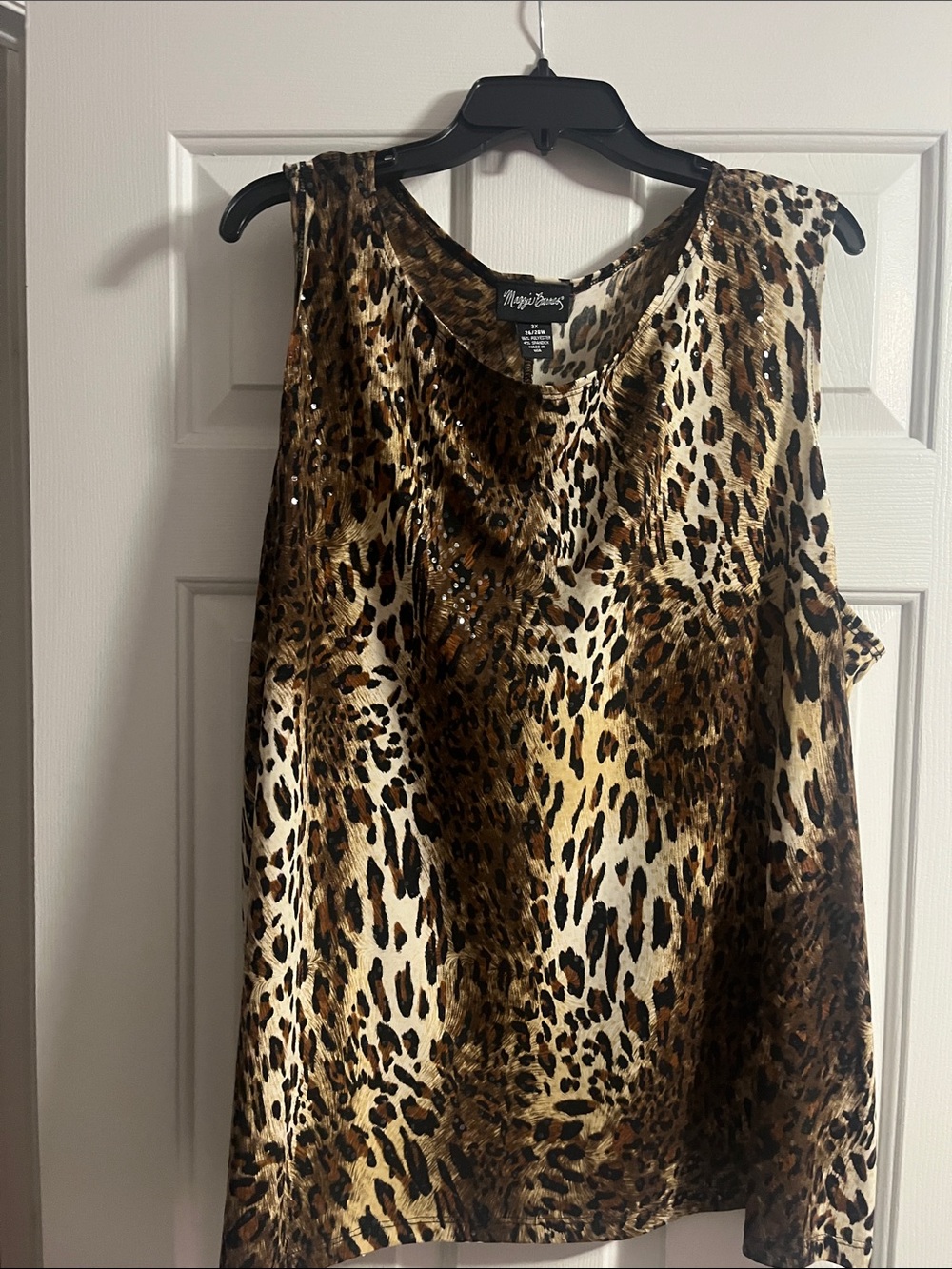 Maggie Barnes Leopard Print Set - 2 pc open cardigan w/ matching unattached tank - Picture 4 of 6
